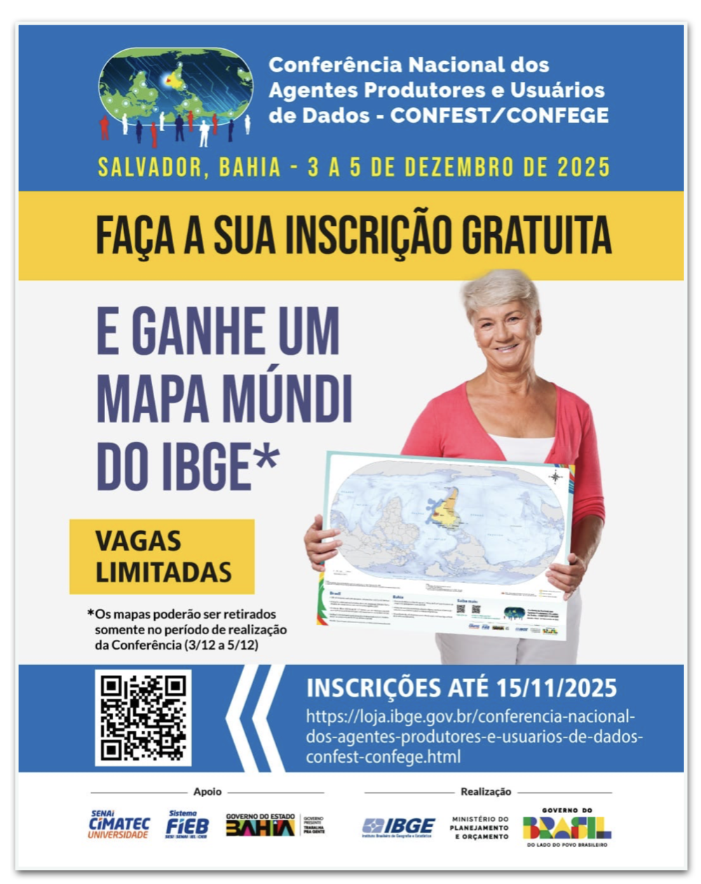 evento do IBGE na Bahia d&aacute; mapa-m&uacute;ndi invertido de brinde