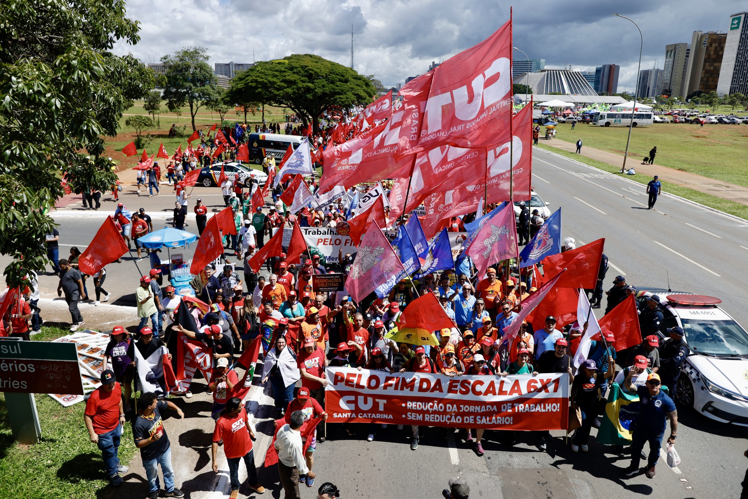 A Marcha da Classe Trabalhadora foi realizada em Bras&iacute;lia nesta 4&ordf; feira (15.abr.2026)